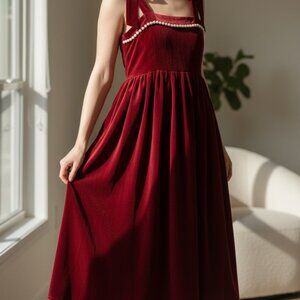 JessaKae Red Velvet Midi Dress XL Romantic Valentine Wedding Guest